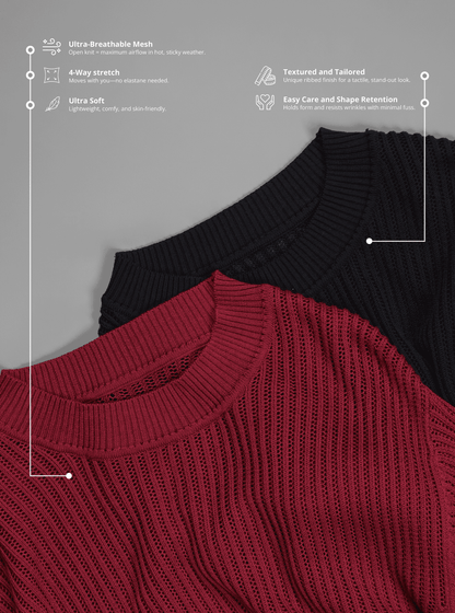 Ultra-Breathable Mesh Knit T-shirt | PrimalGray at Broadway