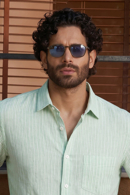 Airy Stripe Linen Cotton Blend Shirt