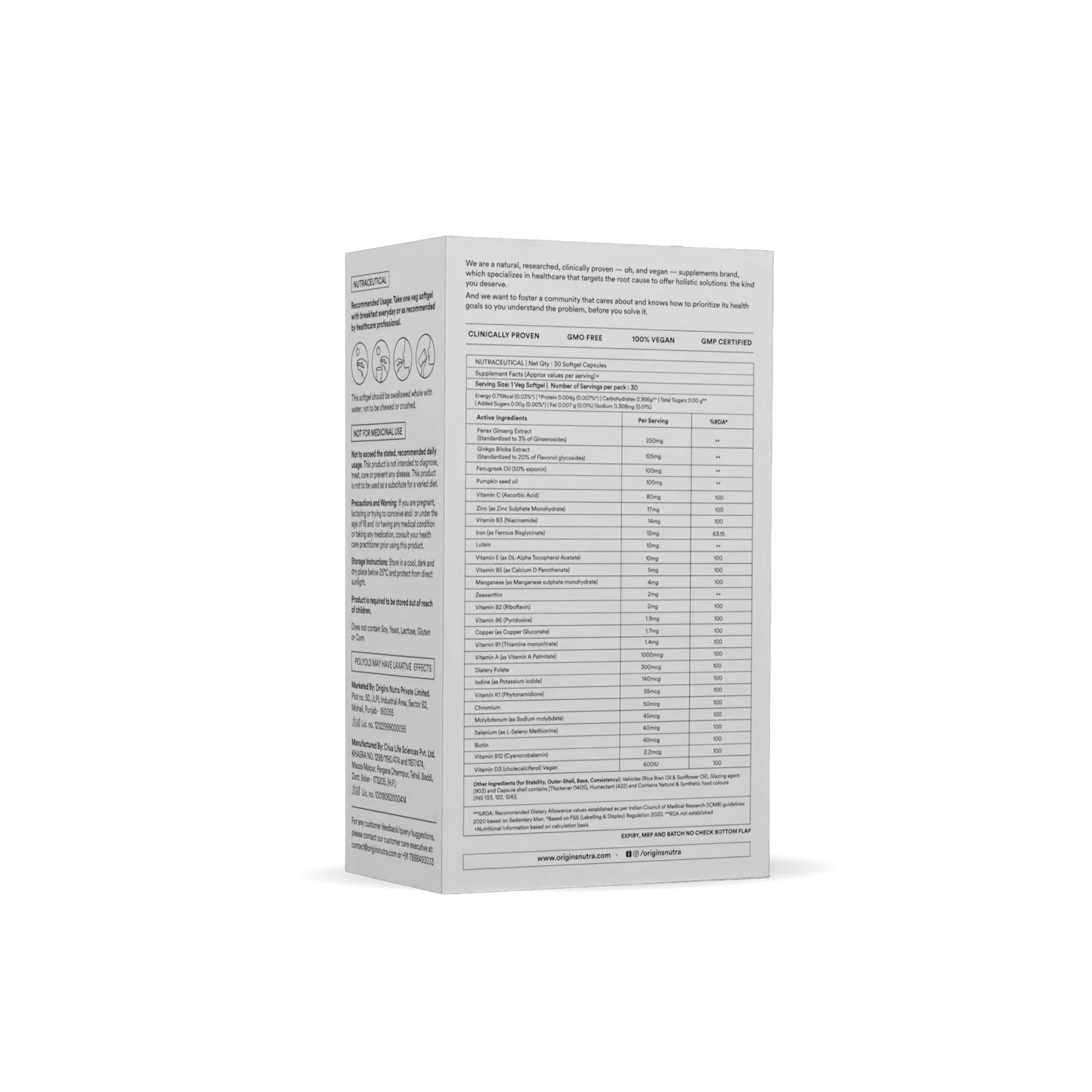 Origins Nutra Multi For Men (40+) | Boost Energy & Metabolism, Immune Support, Bone and Joint Support | Panax Ginseng Extract| GMP Certified | Non-GMO | For Men (40+) | 30 Soft gels.