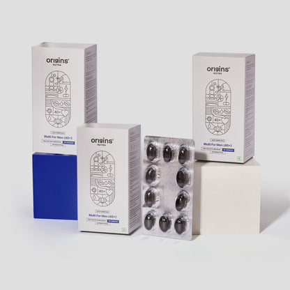 Origins Nutra Multi For Men (40+) | Boost Energy & Metabolism, Immune Support, Bone and Joint Support | Panax Ginseng Extract| GMP Certified | Non-GMO | For Men (40+) | 30 Soft gels.