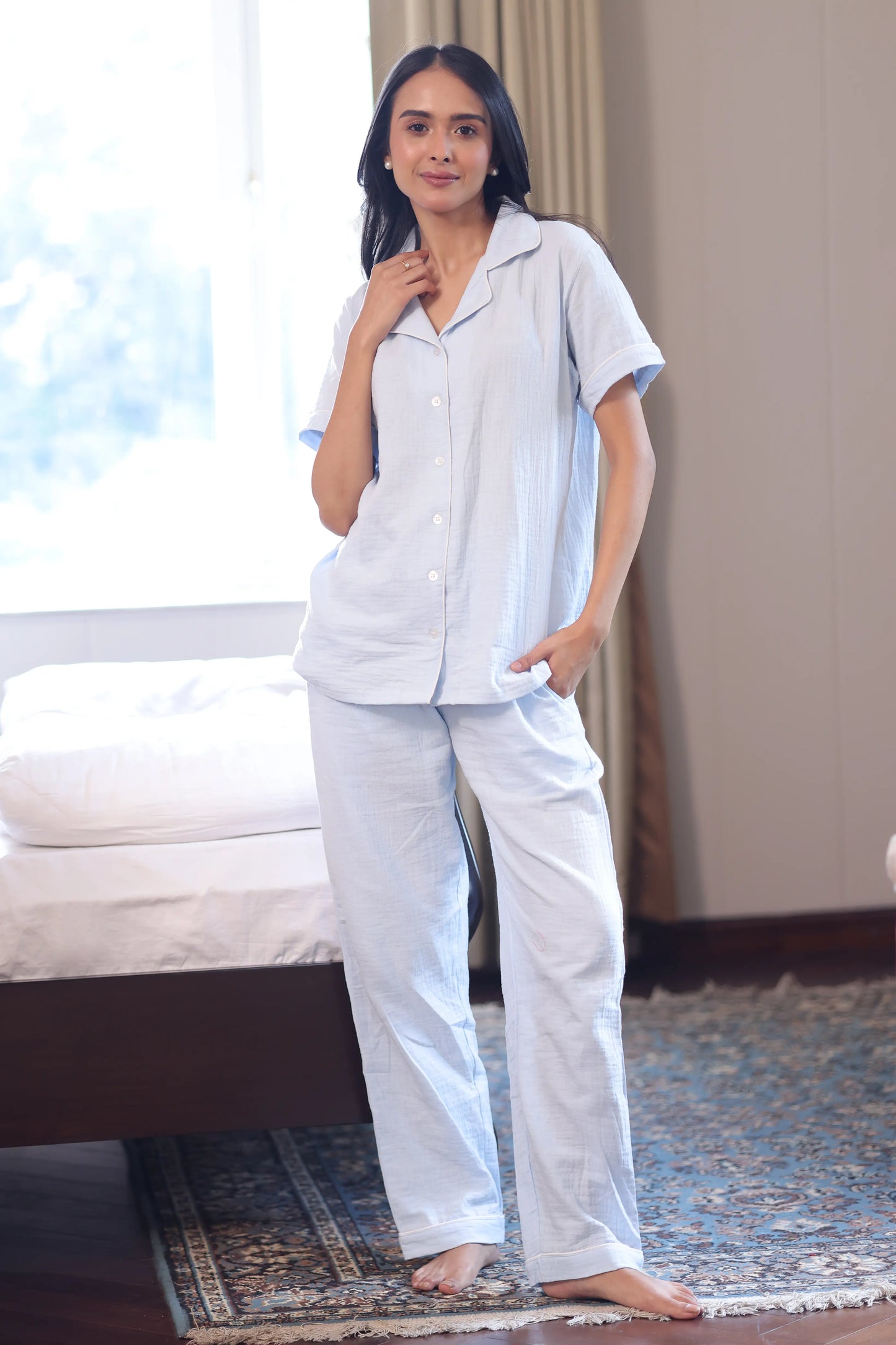Sky Muslin Pyjama Set