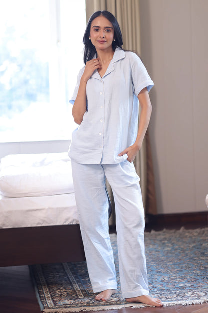 Sky Muslin Pyjama Set