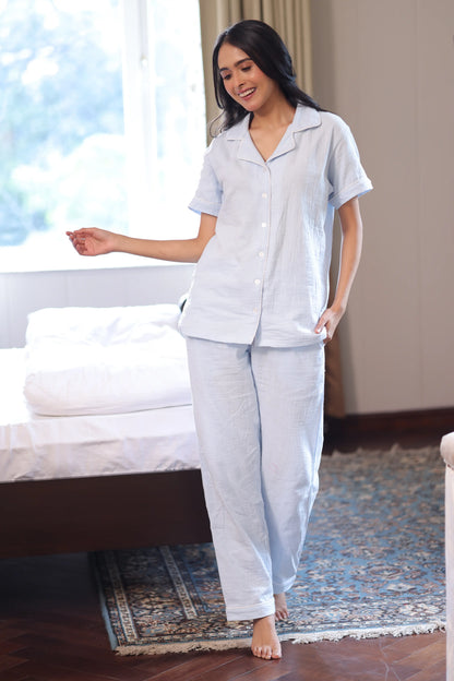 Sky Muslin Pyjama Set