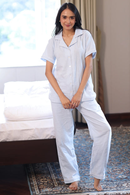 Sky Muslin Pyjama Set