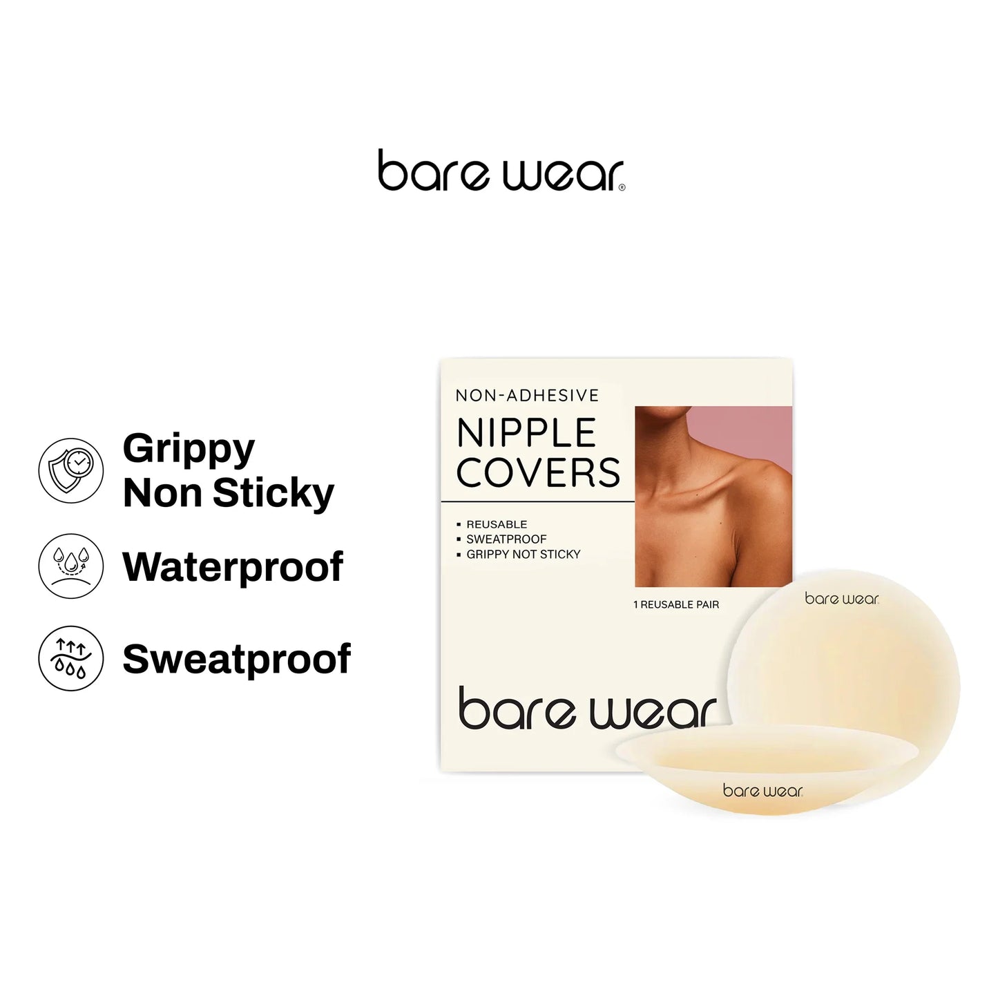 Non-Adhesive Reusable Nipple Covers (8 cm) | Bare Wear at Broadway