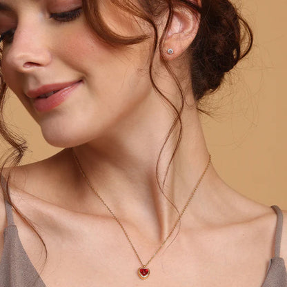 Red Emerald Heart Pendant Necklace