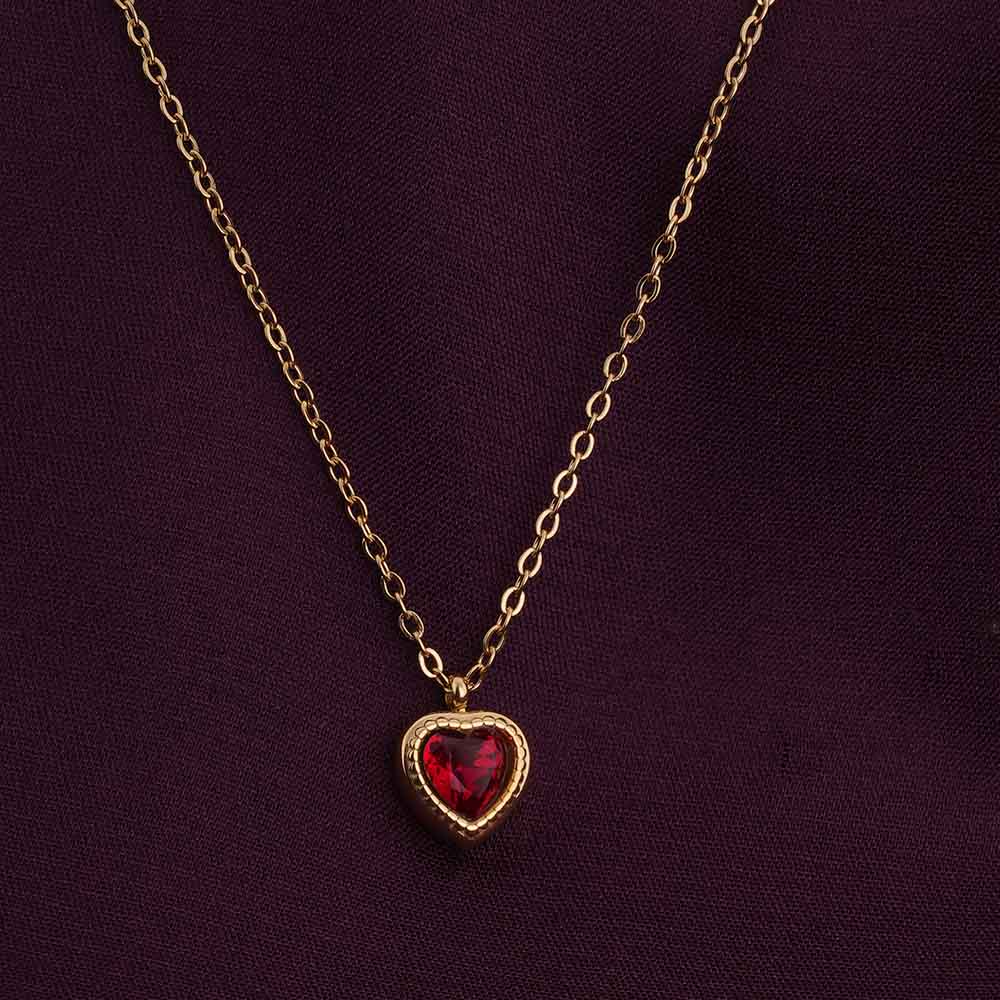 Red Emerald Heart Pendant Necklace