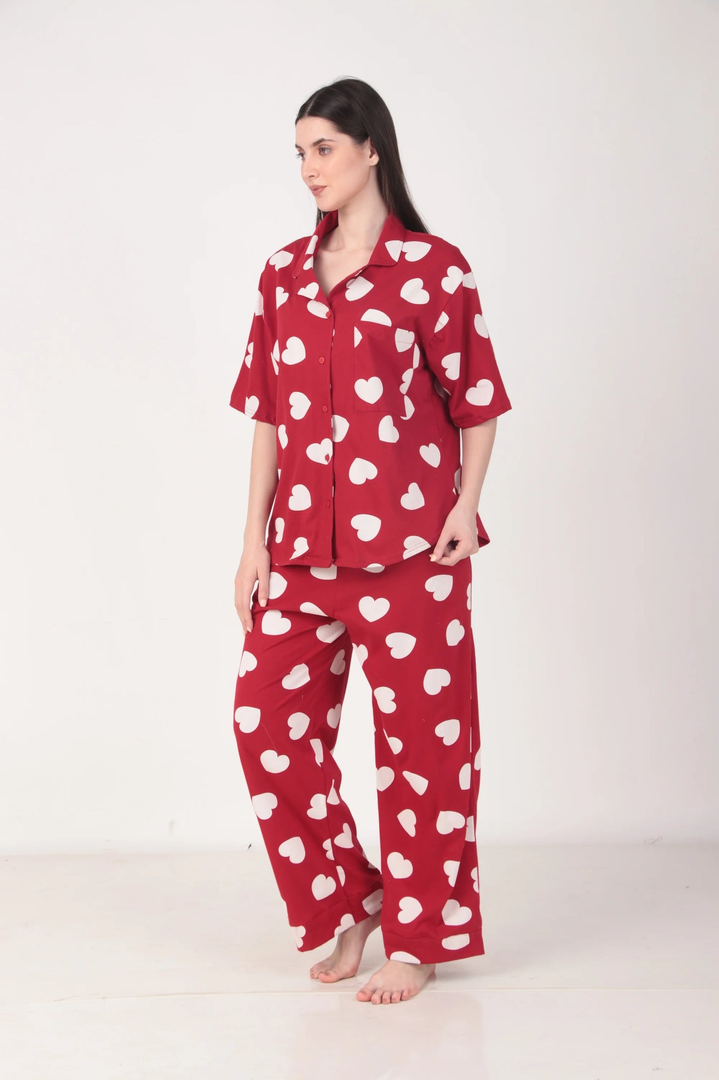 Heartful Oversized Shirt set | Masha at Broadway