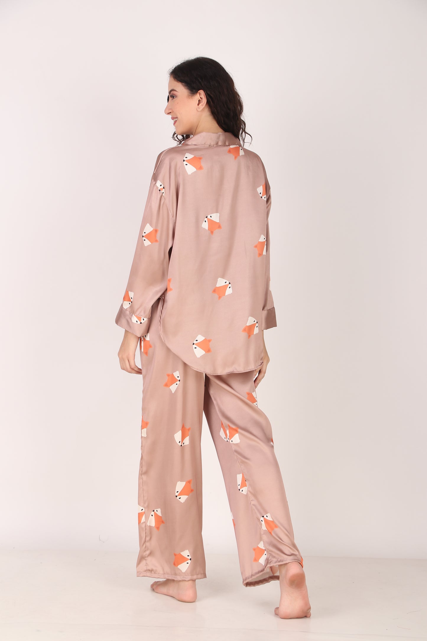 Mr. Fox Oversized Satin PJ Set | Masha at Broadway