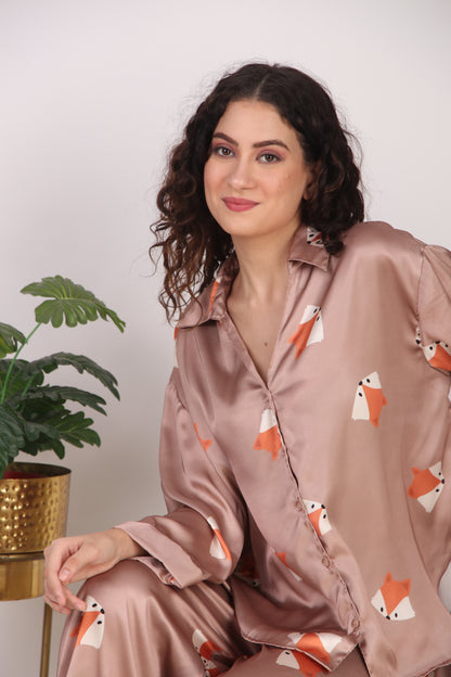 Mr. Fox Oversized Satin PJ Set | Masha at Broadway