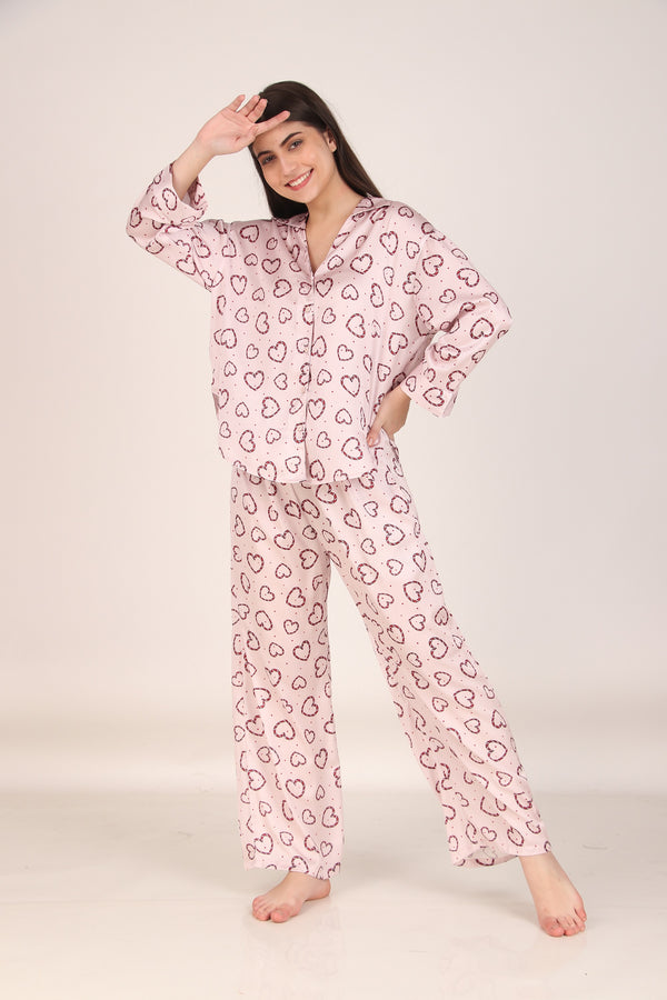 Little Hearts Oversized Satin PJ Set