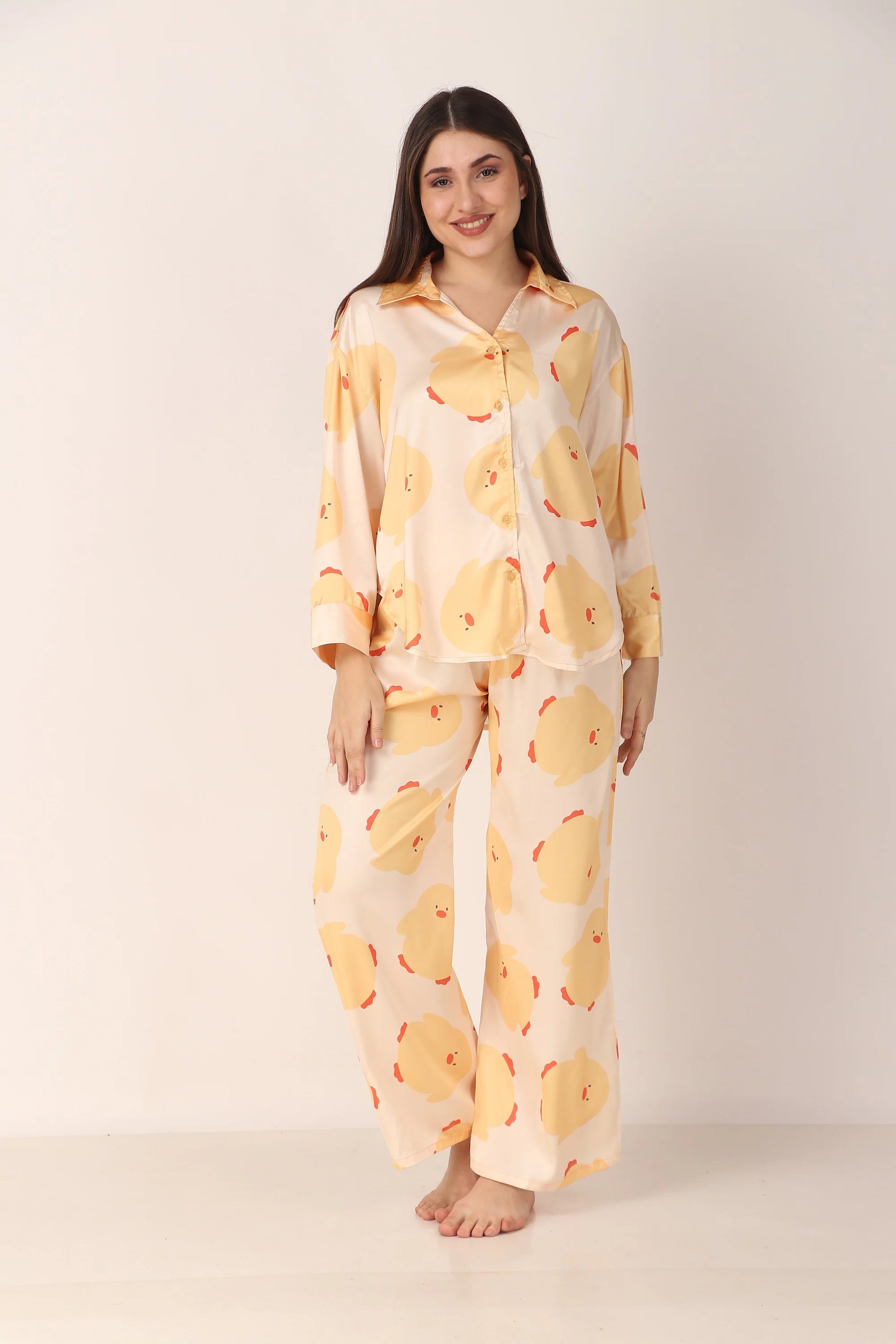 Ducky Oversized Satin PJ Set | Masha at Broadway