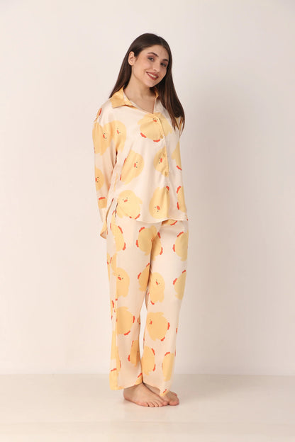 Ducky Oversized Satin PJ Set | Masha at Broadway
