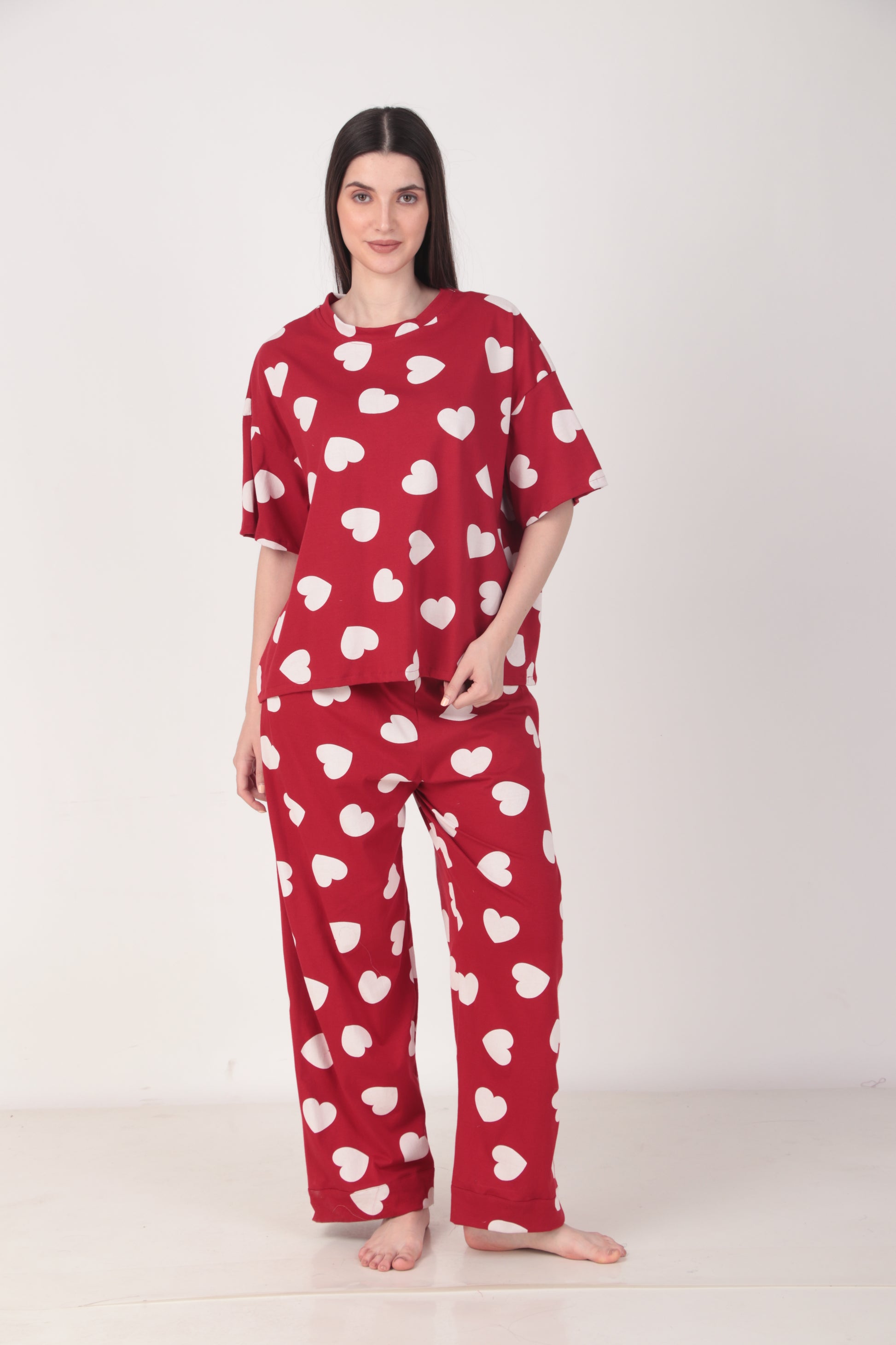 Heartful Oversized Cotton Pyjama Set | Masha at Broadway