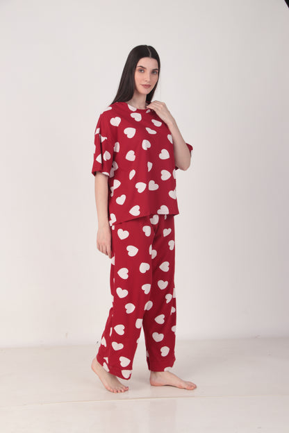 Heartful Oversized Cotton Pyjama Set | Masha at Broadway