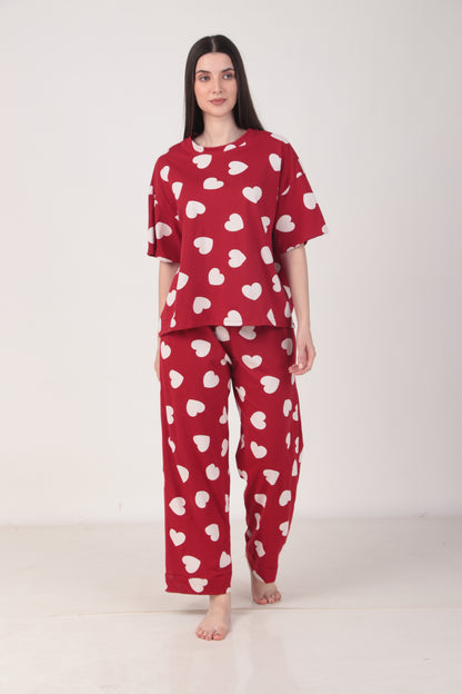 Heartful Oversized Cotton Pyjama Set | Masha at Broadway