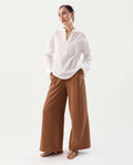 Rareism Women's Nubank Off White Cotton Blend Mandarin Collar Regular Fit Plain Top | RAREISM at Broadway
