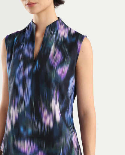 Rareism Women's Nushi T Navy Cotton Build Up Neck Regular Fit Top | RAREISM at Broadway