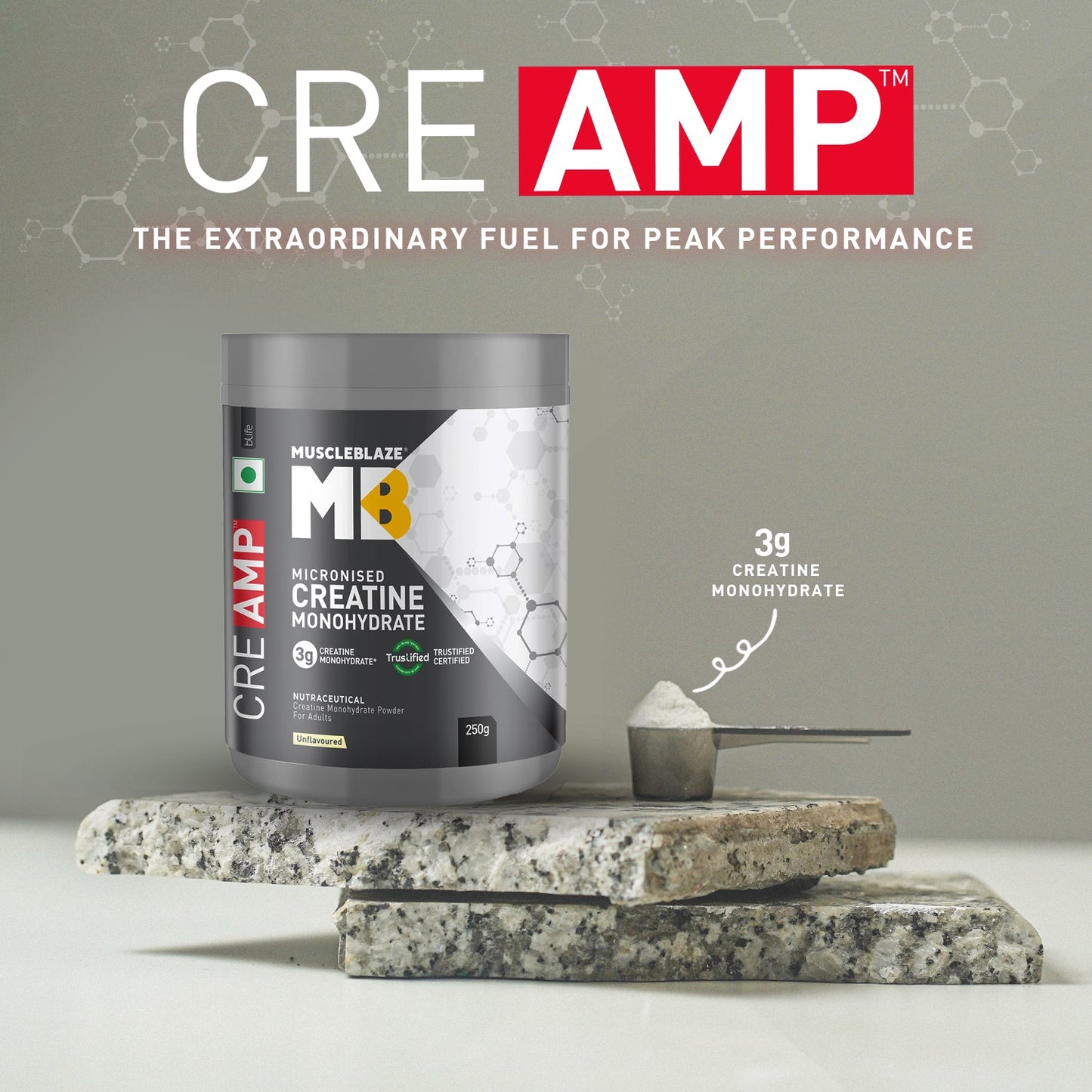 MuscleBlaze Creatine Monohydrate CreAMP, Unflavoured, 250g | MuscleBlaze at Broadway