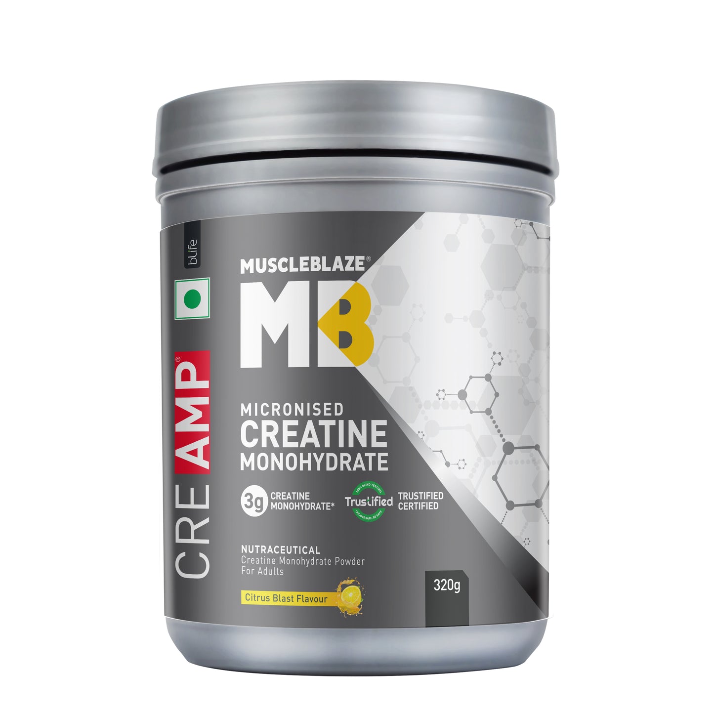 MuscleBlaze Creatine Monohydrate CreAMP , Citrus Blast, 320g | MuscleBlaze at Broadway