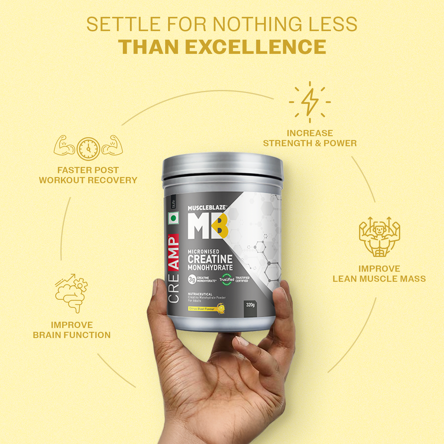 MuscleBlaze Creatine Monohydrate CreAMP , Citrus Blast, 320g | MuscleBlaze at Broadway