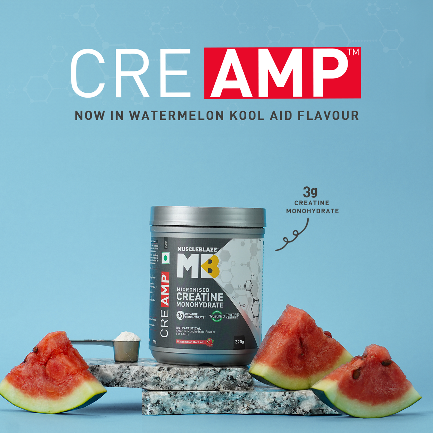 MuscleBlaze Creatine Monohydrate CreAMP, Watermelon Kool Aid | MuscleBlaze at Broadway