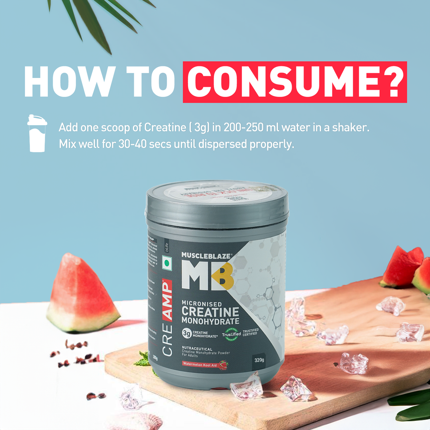 MuscleBlaze Creatine Monohydrate CreAMP, Watermelon Kool Aid | MuscleBlaze at Broadway