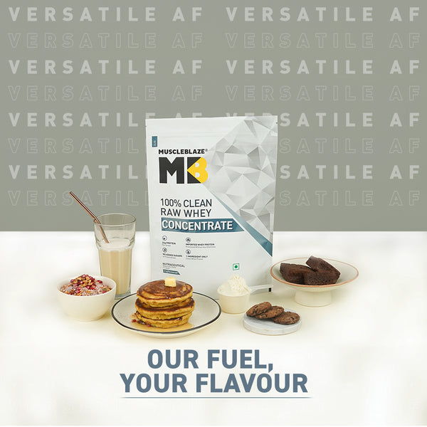 MuscleBlaze 100% Clean Raw Whey Protein Concentrate (Unflavoured, 1kg) | Easy to Digest