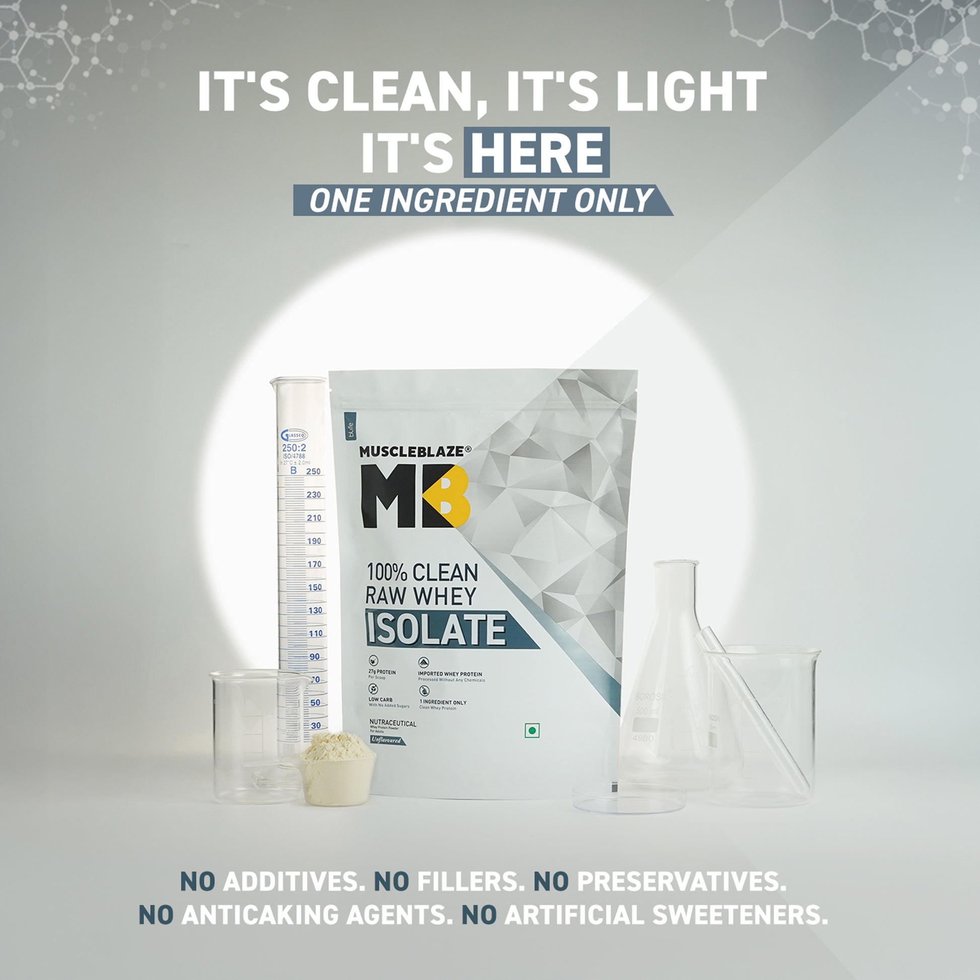 MuscleBlaze 100% Clean Raw Whey Protein Isolate Unflavoured, 2kg | MuscleBlaze at Broadway