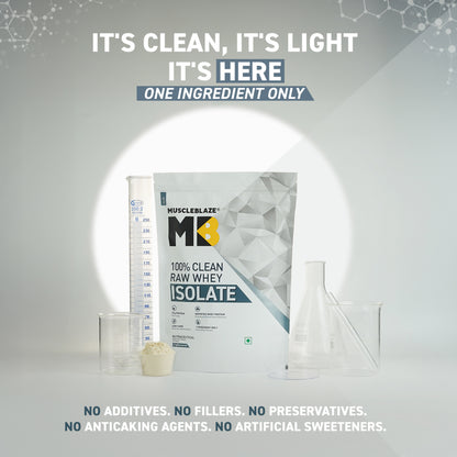 MuscleBlaze 100% Clean Raw Whey Protein Isolate Unflavoured, 2kg | MuscleBlaze at Broadway