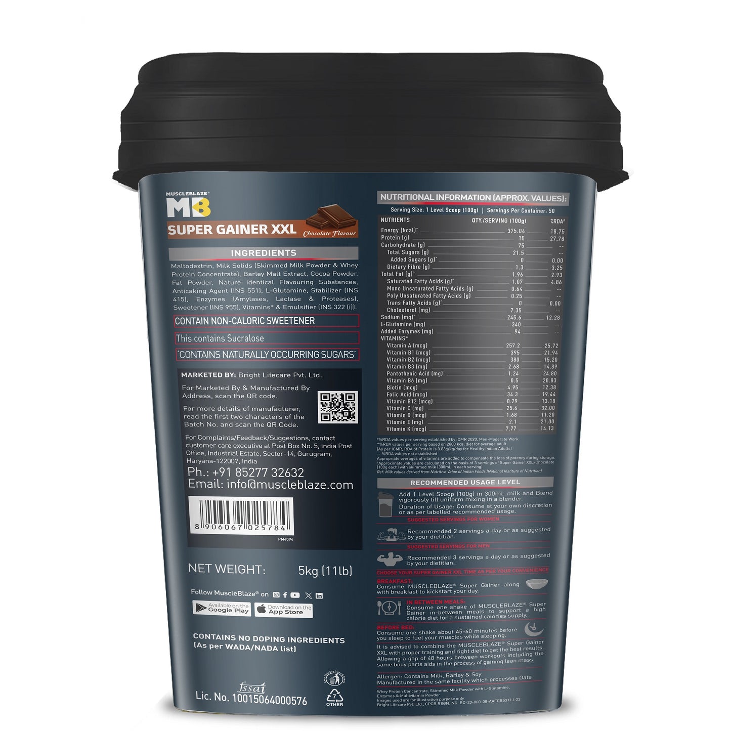 MuscleBlaze Super Gainer XXL, Chocolate, 5kg