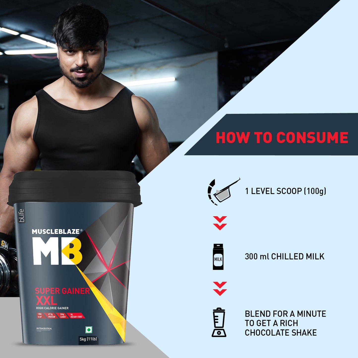 MuscleBlaze Super Gainer XXL, Chocolate, 5kg