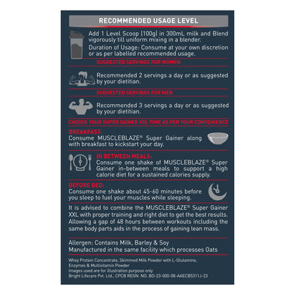 MuscleBlaze Super Gainer XXL, Chocolate, 5kg