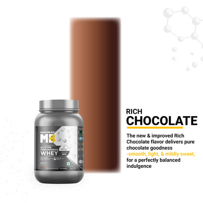 MuscleBlaze Biozyme Performance Whey Protein, Rich Chocolate, 1kg