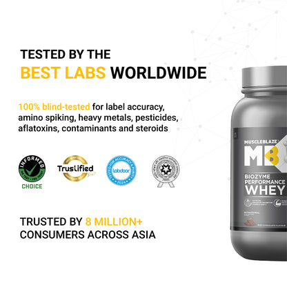 MuscleBlaze Biozyme Performance Whey Protein, Rich Chocolate, 1kg