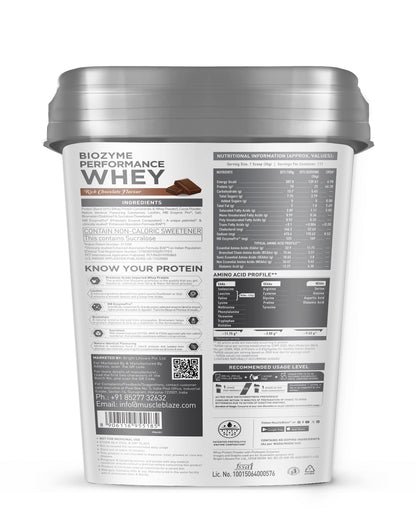 MuscleBlaze Biozyme Performance Whey Protein, Rich Chocolate, 4kg