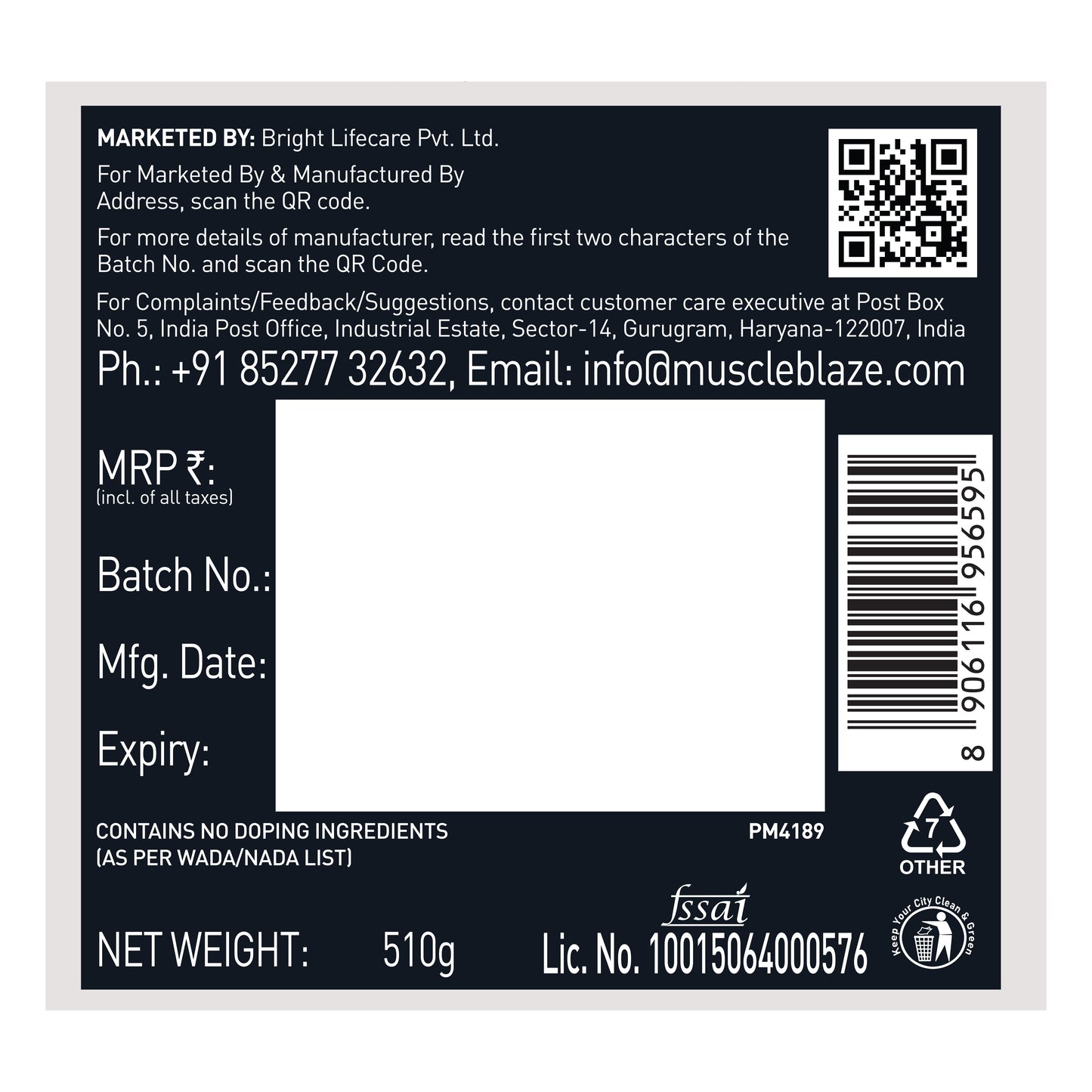 MuscleBlaze Pre Workout WrathX with Creapure®️, Fruit Fury, 510g | MuscleBlaze at Broadway