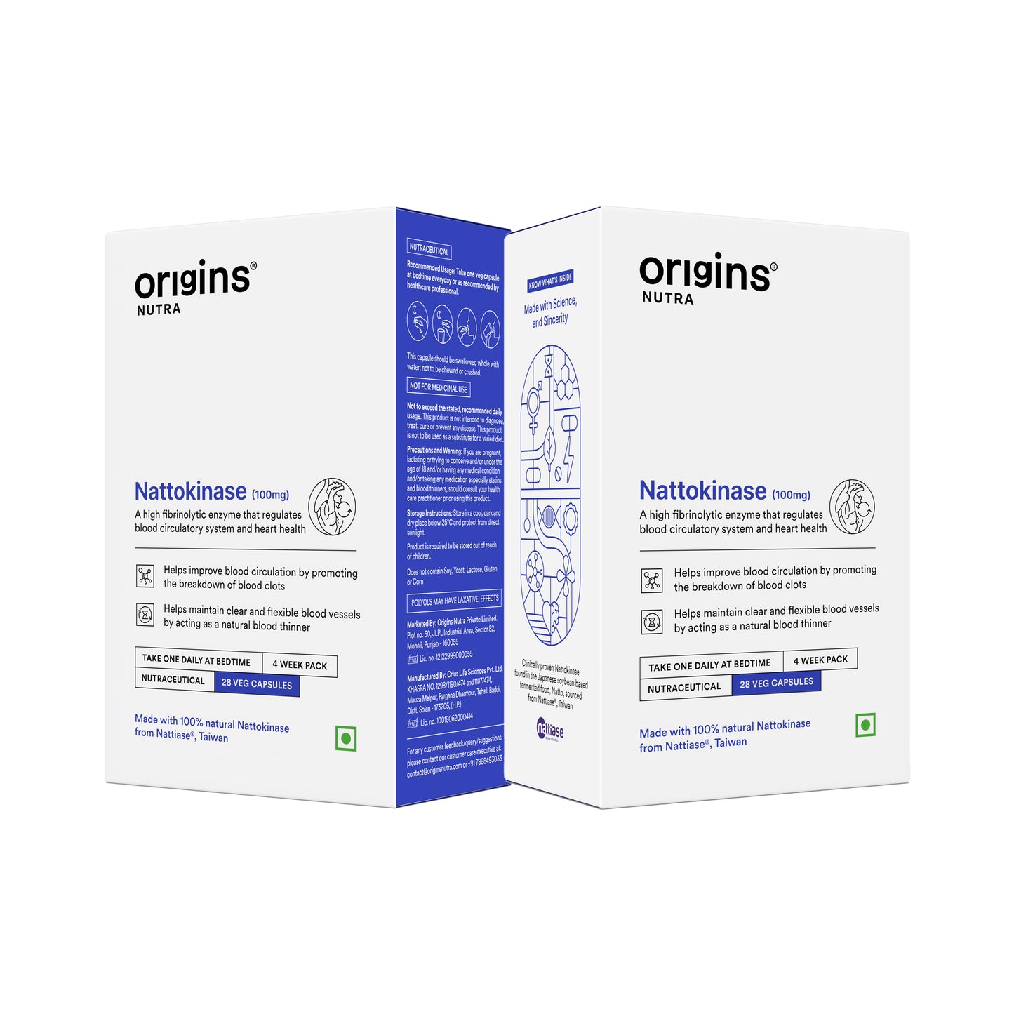 Origins Nutra Nattokinase | Promote Heart Health, Natural Blood Thinner, Control High Blood Pressure | Nattokinase |GMP Certified | For Men & Women | 28 Capsules.