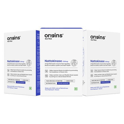 Origins Nutra Nattokinase | Promote Heart Health, Natural Blood Thinner, Control High Blood Pressure | Nattokinase |GMP Certified | For Men & Women | 28 Capsules.