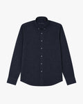 Bare Brown Button Down Collar Linen Shirt, Slim Fit with Full Sleeves- Navy