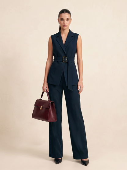 Belted Blazer Co-ord - Navy