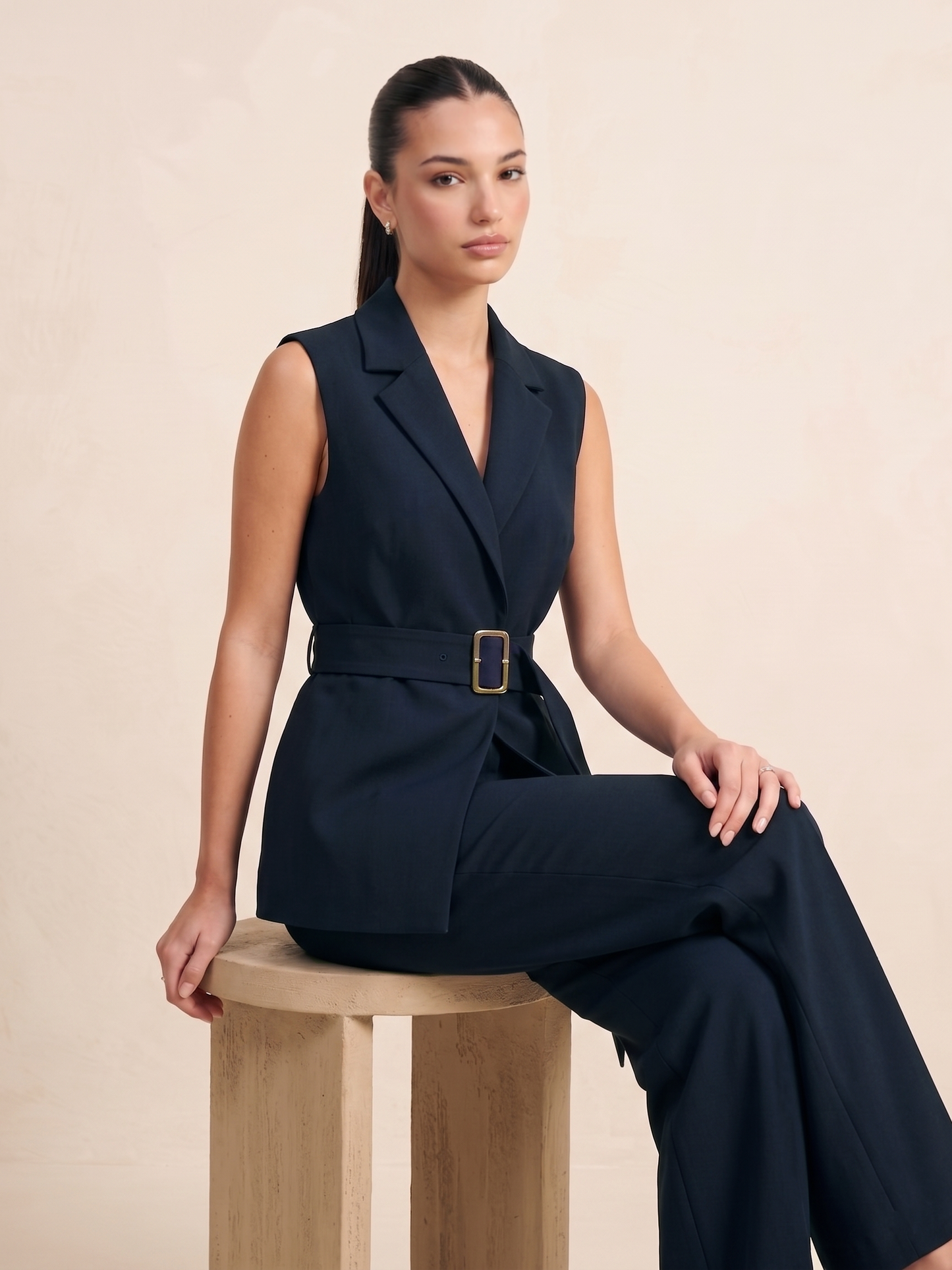 Belted Blazer Co-ord - Navy