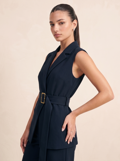 Belted Blazer Co-ord - Navy