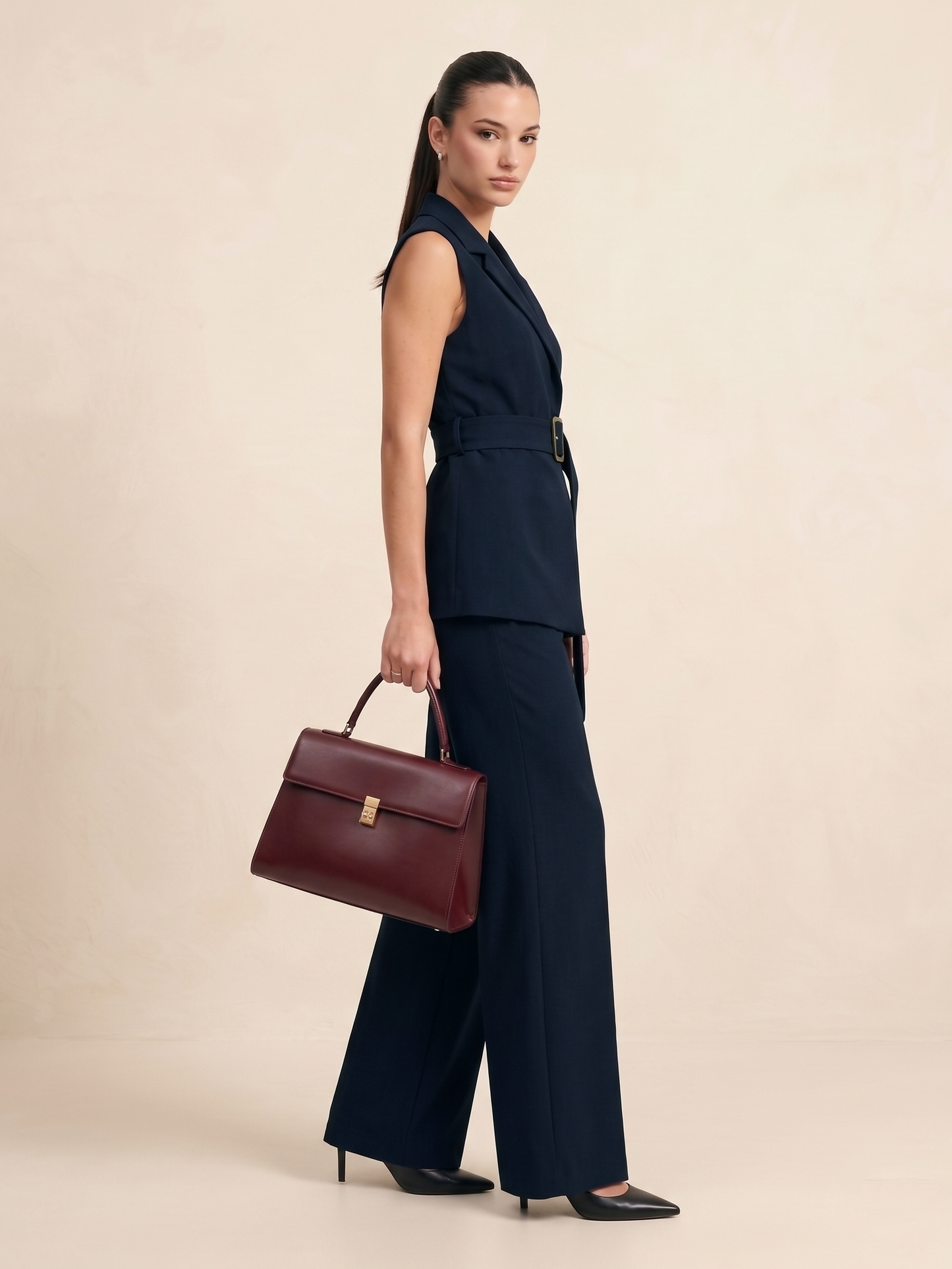 Belted Blazer Co-ord - Navy