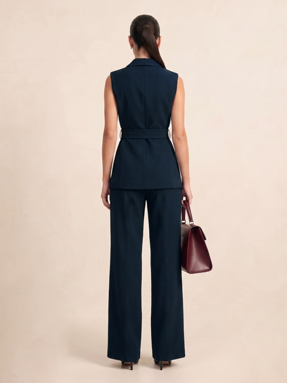 Belted Blazer Co-ord - Navy