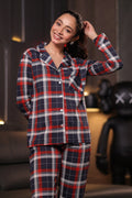 Navy Red Oxford plaid Full Sleeves Pyjama Set