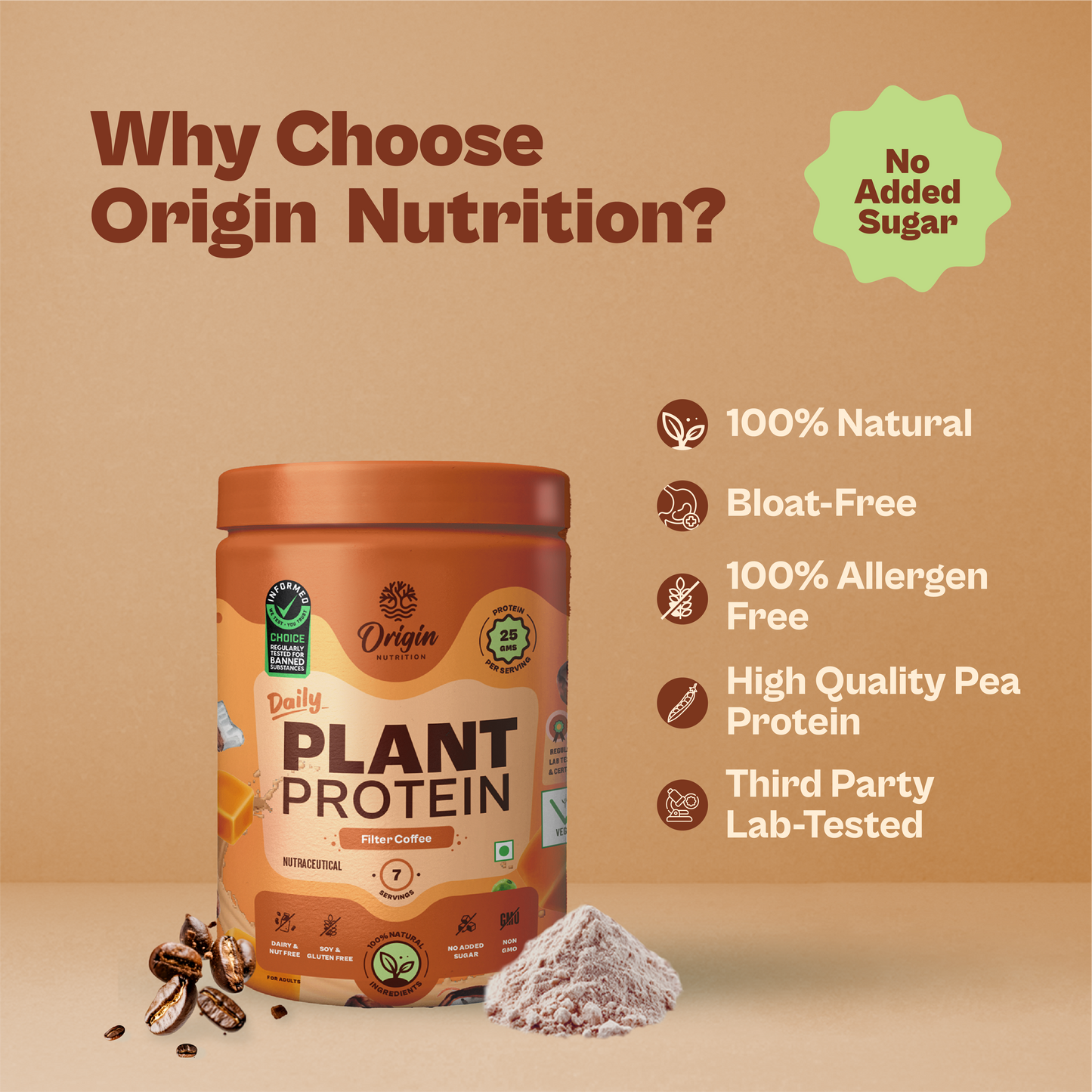 Origin Nutrition Daily Plant Protein  Filter Coffee