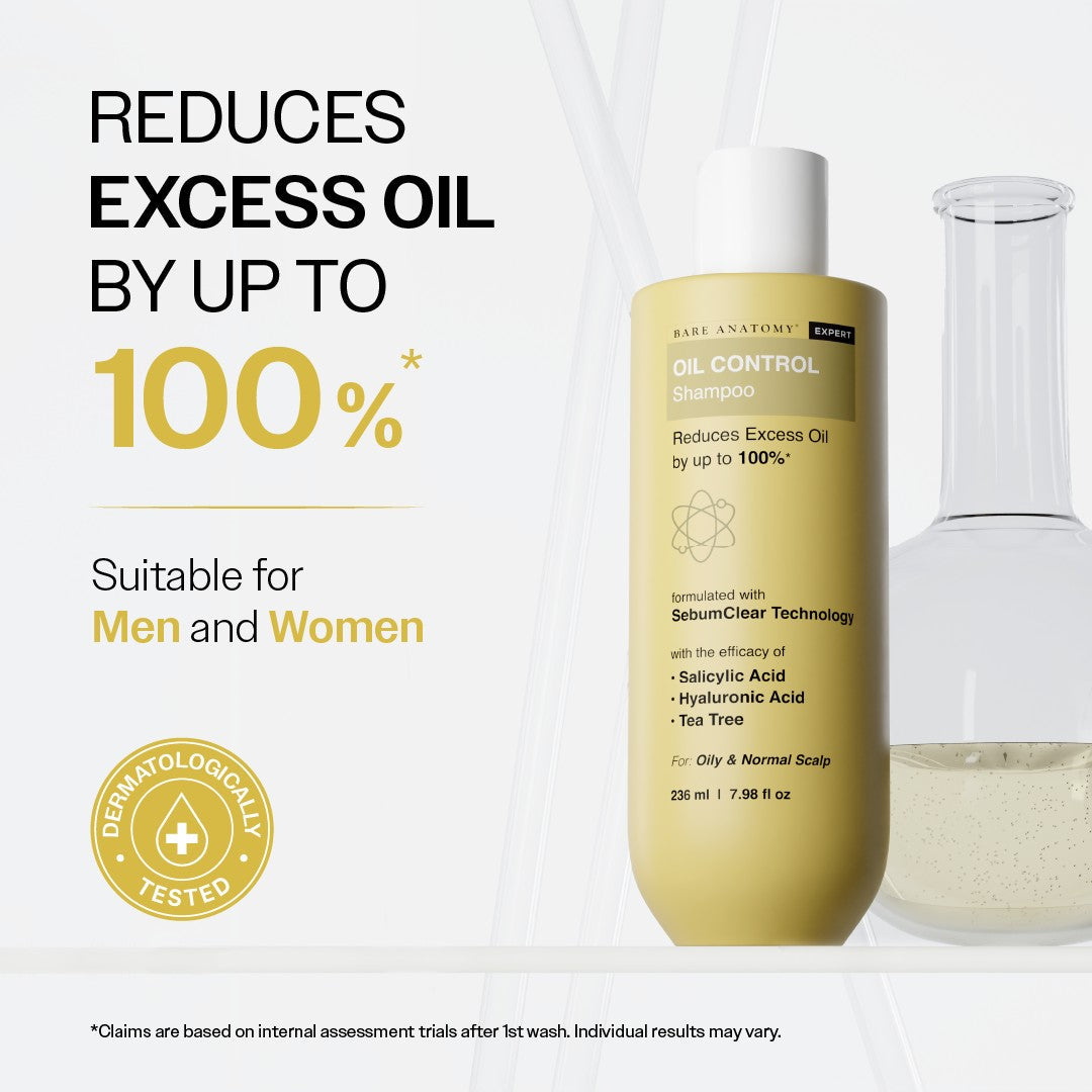 Oil Control Shampoo with Salicylic Acid, Hyaluronic Acid & Tea Tree for Oily Scalp - 236 ml | Pack of 3