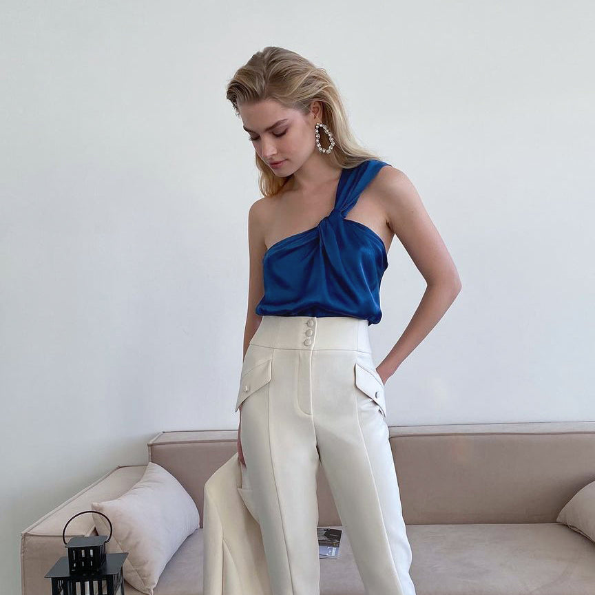 ONE SHOULDER CROP TOP | De Novoo at Broadway