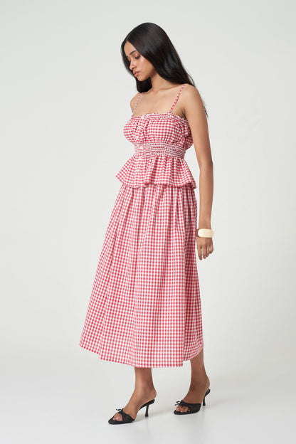 Oasis Top - Cherry Check